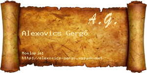 Alexovics Gergő névjegykártya