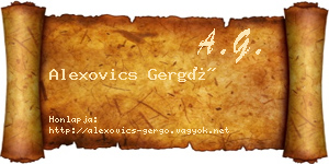 Alexovics Gergő névjegykártya